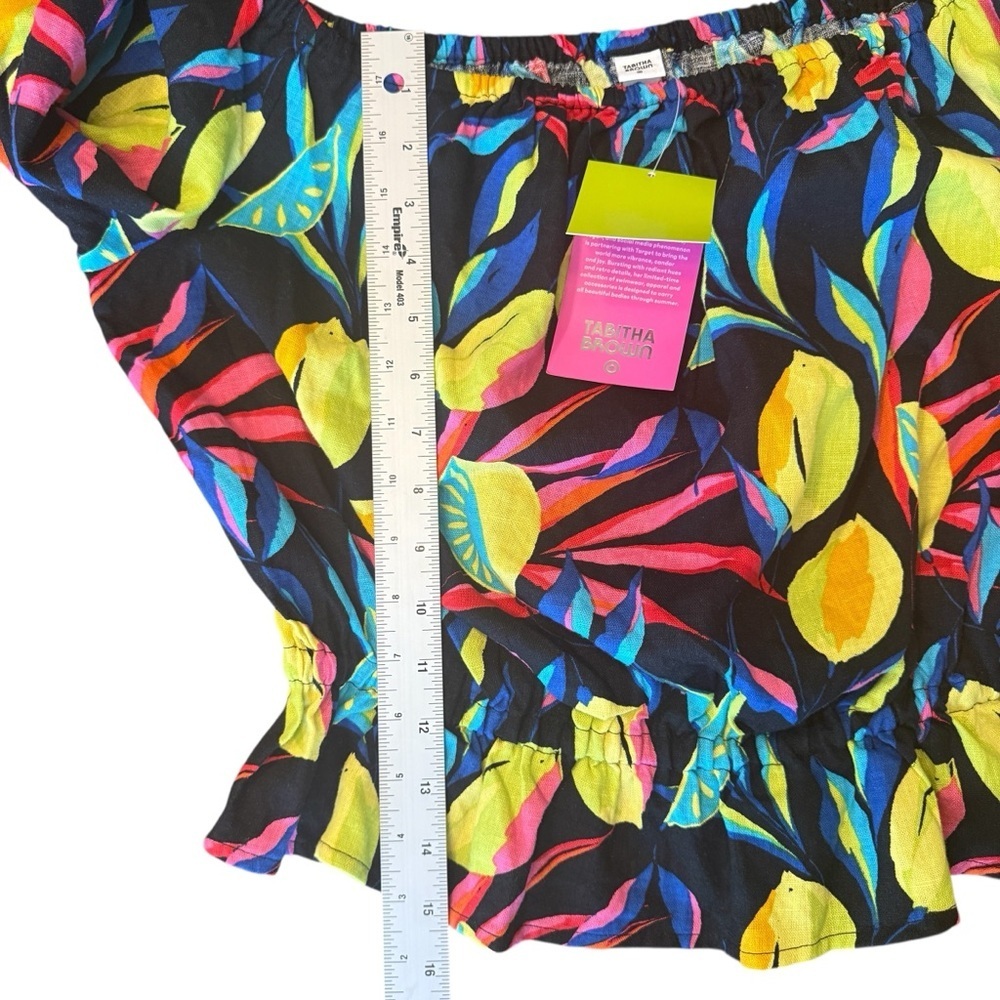 Tabitha Brown x Target NWT Lemon Print Bardot Top Women’s Size Medium - Picture 13 of 14
